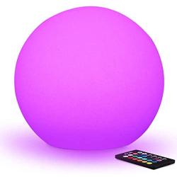 Mr.Go 16-inch Indoor/Outdoor Waterproof Rechargeable LED Glowing Ball Light Orb Globe Lamp w/ Remote, 16 RGB Colors 4 Light Effects, Ideal for Home Pool Patio Party Accent Ambient Decorative Lighting