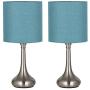 RZChome Blue Light Table Lamps Modern Table Lamps - Bedside Desk Lamp Set of 2, Small Nightstand Lamps for Bedroom, Living Room, Office with Fabric Lamp Shade and Metal Base RZChome Blue Light Table Lamps Modern Table Lamps - Bedside Desk Lamp Set of 2, Small Nightstand Lamps for Bedroom, Living Room, Office with Fabric Lamp Shade and Metal Base