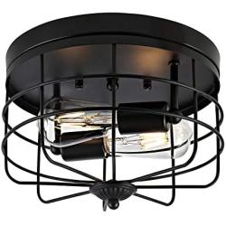 WINGBO Industrial Close to Ceiling Light Fixture, Farmhouse Style Flush Mount Lighting, for Hallway Dining Room Kitchen