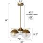 A1A9 Globe Glass Chandeliers Ceiling Lights, Mid Century Clear Glass Sphere Chandelier with 3-Light, LED Pendant Light Fixture for Dinning Room, Living Room, Office, Bedroom, Lounge (Gold)