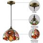 LITFAD Elegant Tiffany Style Pendant Light with Oversize Sunflower Pattern One-Light LED Ceiling Hanging Pendant Lamp Chandelier for Kitchen Island Dining Room Restaurant - D LITFAD Elegant Tiffany Style Pendant Light with Oversize Sunflower Pattern One-Light LED Ceiling Hanging Pendant Lamp Chandelier for Kitchen Island Dining Room Restaurant - D