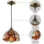 LITFAD Elegant Tiffany Style Pendant Light with Oversize Sunflower Pattern One-Light LED Ceiling Hanging Pendant Lamp Chandelier for Kitchen Island Dining Room Restaurant - D