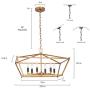 KSANA Gold Chandelier, Modern Island Lights for Kitchen, 6-Light Linear Chandeliers for Dining Rooms, 23.5“ Medium Rectangle Metal Light Fixture