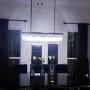 Moooni Industrial Rectangle Crystal Chandelier Rectangular Pendant Lighting Fixtrue for Kitchen Island Dining Room Farmhouse Dining Room Black Frame 5 Lights L 40''x W 10'' x H 10''