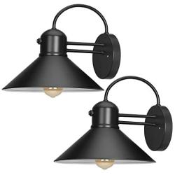 DEWENWILS 2 Pack Dusk to Dawn Wall Light Outdoor, Gooseneck Barn Light Fixtures Wall Mount, Wall Sconce Farmhouse, Matte Black Exterior Lights for Porch, Garage, E26 Socket