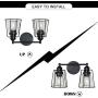 VINLUZ Bathroom Vanity Light Over Mirror 2 Lights Black Modern Wall Lighting Fixture Metal Cage Farmhouse Rustic Sconce Wall Mounted Lamp Clear Glass Shade for Stairway Porch Restaurants Kitchen