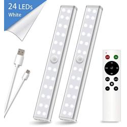 Anbock LED Closet Light Remote Control Under Cabinet Lighting Wireless Under Counter Lighting Stick on Lights USB Rechargeable LED Wardrobe Lights for Room Pantry Kitchen Hallway Stairs White 2Pack