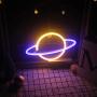 Wanxing Planet Neon Signs Led Neon Lights Cute Wall Night Signs Art Decorative for Room Home Decor Store Design Holiday Celebration Party USB/Battery Operated(Blue Yellow)