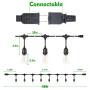 bulbeats 48FT LED Outdoor String Lights, 15 Hanging E26 sockets Waterproof Patio Lights , 2200K WarmWhite, UL Polar Plug, Hanging in Cafe Bistro Gazebo Garden Backyard Light(Bulbs Include)