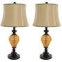 Table Lamps Set of 2, Amber Glass (2 LED Bulbs included) by Lavish Home