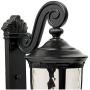 Bellagio Outdoor Wall Light Fixture Texturized Black Dual Scroll Arm 24'' Clear Hammered Glass for Exterior House Porch - John Timberland