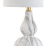 JONATHAN Y JYL1028D-SET2 Anya 20.5'' Mini Glass LED Lamp Transitional,Glam,Midcentury for Bedroom, Living Room, Office, College Dorm, Coffee Table, Bookcase, 2, Black/White, 2 Count