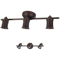 ALEDECO 3 Bulb Wall or Ceiling Mount Track Light Fixture Kitchen and Dining Room - Oil Rubbed Bronze