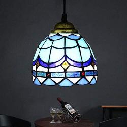 Tiffany Style Stained Glass Ceiling Pendant Fixture with Adjustable Chain, LYNICESHOP Perfect Vintage Swag Ceiling Lamp for Dining Room, Bedroom or Porch