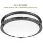Drosbey 24W LED Ceiling Light Fixture, Flush Mount Ceiling Light, 10 inch Light Fixtures Ceiling for Bedroom, Kitchen, Bathroom, Hallway, Laundry, 2300 Lumens, 5000K Daylight White, Oil Rubbed Bronze