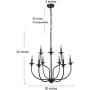 LALUZ Farmhouse Chandelier, Dining Room Lighting Fixtures Hanging in Black Metal Finish, 2-Tier 9-Candle Rustic French Country Chandelier for Living Room, Foyer, Bedroom