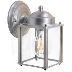 CORAMDEO Outdoor Square Coach Light for Porch, Patio, Deck, Barn, Wet Location, E26 Medium Base Socket, Durable Nickel Finish & Clear Glass