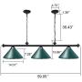 Wellmet Pool Table Light, 59” Hanging Billiard Lights, Adjustable Kitchen Island Lighting Fixture for Billiard Bar Table, Green