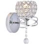 KRASTY Modern Luxury Globe Metal Chrome Silver Finished Hardwired Crystal Wall Sconce,Bedside Wall Lamp Lighting Fixture for Living Room Bedroom Bathroom