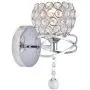 KRASTY Modern Luxury Globe Metal Chrome Silver Finished Hardwired Crystal Wall Sconce,Bedside Wall Lamp Lighting Fixture for Living Room Bedroom Bathroom