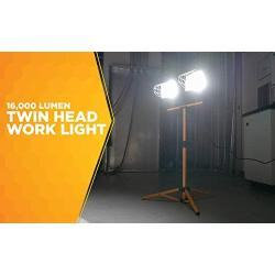 Woods L13 Twin Head Work Light, Adjustable Tripod Up To 42 Inches Tall, 16,000 Lumen, 4-Foot 18/3 Cord, Cord Storage Bracket, Weather Proof Power Switch Per Lamp For Individual Control (Includes 2 500-watt Quartz Halogen Bulbs)