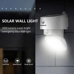 Opasolar 2000LM Solar Powered Wall Outdoor led Lights,Family Security,PIR Wireless Motion Sensor with 120 Wide Angle, IP65 Waterproof, Easy-to-Install Lights for Front Door, Garden,Yard, Garage, Deck