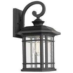 Emliviar Outdoor Wall Lights for House, 1-Light Exterior Wall Sconce Black Finish with Clear Seeded Glass, 17'' Height, 22021M