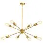Modern Sputnik Chandeliers 8 Lights - Mid-Century Industrial Brushed Brass Light Fixture for Kitchen Living Room,Dining Room, Restaurant