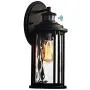 MOTINI 1-Light Outdoor Wall Sconce Lantern with Motion Sensor and Dusk to Dawn 60 W Bulb Included IP23 Waterproof Exterior Light Fixtures Wall Mount in Black Finish with Water Glass Shade