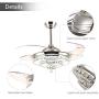 SILJOY Crystal Ceiling Fan with Lights Modern Fandelier Retractable Dimmable LED Chandelier Ceiling Light Fixture for Bedroom Dining Room Polished Chrome 42 Inches