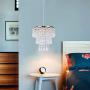 Mini Crystal Chandelier Shade 3 Tiers Crystal Pendant Lighting Fixture Flush Mount Ceiling Light Decoration Adjustable Hanging Cord for Dining Room Living Room Bedroom Hallway,E26,Gold