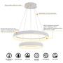 Pendant Light,ROYAL PEARL Modern Chandelier Flush Mount Led Pendant Lamp for Living Room Bedroom Office 2 Rings