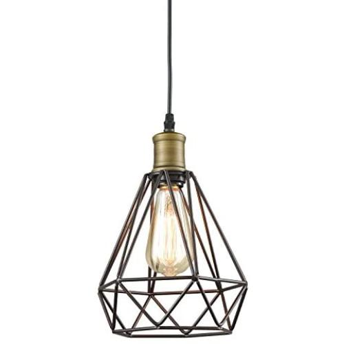 YOBO Lighting Vintage Oil Rubbed Bronze Polygon Wire Pendant Light Art Deco YOBO Lighting Vintage Oil Rubbed Bronze Polygon Wire Pendant Light Art Deco
