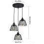 Rustic Industrial Pendant Light,3 Lights Industrial Ceiling Hanging Light Fixture Chandelier E26 for Kitchen Island Bedroom Living Dining Room,Black