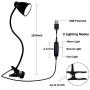 LED Desk Lamp with Clamp 3 Color Modes 10 Brightness Dimmer 360°Flexible Gooseneck USB Eye Protection Desk Light Clip on Reading Light for Bedroom Bed Headboard Office