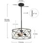 LOG BARN Chandeliers for Dining Room, Modern Drum Chandelier in Rustic Dark Silver Finish, Pendant Light Fixture for Foyer, Entryway, Hallway, 3-Light, 15.5'' Diameter