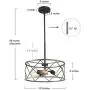LOG BARN Chandeliers for Dining Room, Modern Drum Chandelier in Rustic Dark Silver Finish, Pendant Light Fixture for Foyer, Entryway, Hallway, 3-Light, 15.5'' Diameter