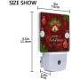 Vdsrup Merry Christmas Bells Night Light Set of 2 Xmas Balls Snowflakes Plug-in LED Nightlights Winter Bows Fir Tree Auto Dusk-to-Dawn Sensor Lamp for Bedroom Bathroom Kitchen Hallway Stairs