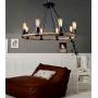 NOXARTE Black Chandelier Hemp Rope Wagon Wheel Pendant Light Retro Lighting Fixture for Dining Room Living Room 8-Light