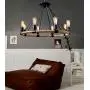 NOXARTE Black Chandelier Hemp Rope Wagon Wheel Pendant Light Retro Lighting Fixture for Dining Room Living Room 8-Light