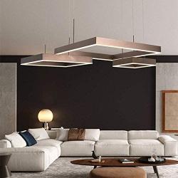 LAKIQ Modern LED Chandelier 68W/125W Aluminum Pendant Lighting Fixture Suspended Lamp for Living Room Bedroom Dining Room (Warm Light, Three Tier)