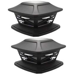 Davinci Flexfit Solar Post Cap Lights - Outdoor Lighting for 4x4 5x5 and 6x6 Wooden Posts - Bright Warm White LEDs - Slate Black (2 Pack)