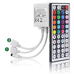 RGB Light Strip Remote Controller, 2-in-1 SUPERNIGHT 4 Pin Dimming Dimmer Brightness Flash Mode Control Options for LED Tape Light,12V DC LEDs Rope Lighting (2 Ports)