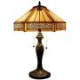 Tiffany Lamp Bedside Table Reading Lighting Yellow Hexagon Stained Glass Mission Style Shade Antique Base W16H24 Inch S011 WERFACTORY LAMPS Lover Parent Friend Kids Living Room Bedroom Coffee Bar Desk