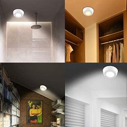 LUXSWAY Wireless Ceiling Light for Shower, Battery Operated Overhead Shower Light with Motion, 80ft RF Remote Controller, Cool/Warm White Battery Ceiling Light for Indoor Timer Off - 300Lumen