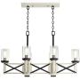 McBride Black White Wash Wood Linear Pendant Chandelier 39 1/2'' Wide Rustic Farmhouse LED 6-Light Fixture for Kitchen Island Dining Room - Franklin Iron Works