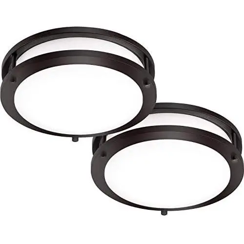 JULLISON 10 Inch LED Double Ring Flush Mount Ceiling Light Fixture, ETL, 5CCT Selectable 2700K-5000K, Dimmable 5%-100%,120VAC, 18W, 120W Eq, 1100lm, CRI>90, Brush Nickel, Damp Location(Twin Pack) JULLISON 10 Inch LED Double Ring Flush Mount Ceiling Light Fixture, ETL, 5CCT Selectable 2700K-5000K, Dimmable 5%-100%,120VAC, 18W, 120W Eq, 1100lm, CRI>90, Brush Nickel, Damp Location(Twin Pack)