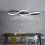 LAKIQ Modern Dimmable LED Hanging Chandelier Pendant Light Fixture Remote Control Dining Room LED Island Lighting for Living Room Bedroom(Black, 23.5’’, Stepless Dimming)