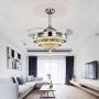 Fandian 42'' Crystal Ceiling Fan with Lights Remote Chandelier Fixture Retractable Invisible Blades 3 Color Changes Lighting Decors for Living Room Dining Room Bedroom