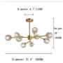 NOXARTE Gold Sputnik Chandelier 9 Lights Starburst Pendant Lighting with Crystal Globe Shade Modern Brass Ceiling Light Fixture for Living Room Bedroom